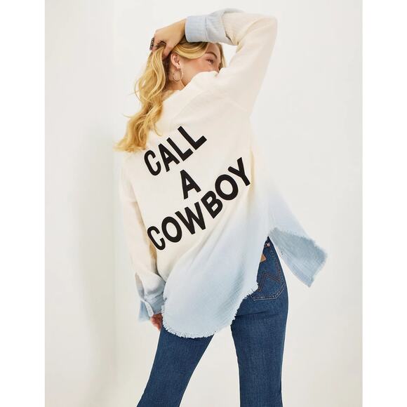 Wrangler x Lainey Wilson Gauzy Dip-Dye Western Snap Shirt Rodeo Rancho Women's L - Picture 1 of 15